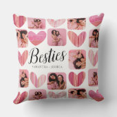 かわいいピンクのハート&フォトコラージュパターン クッション (裏面)
