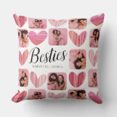 かわいいピンクのハート&フォトコラージュパターン クッション (正面)