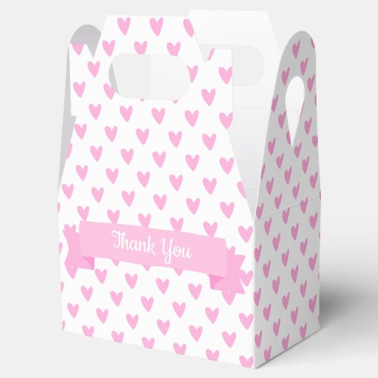 かわいいピンクのハート |赤ちゃんシャワーありがとう フェイバーボックス (オープン)