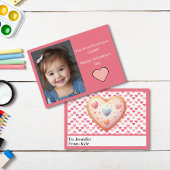 かわいいピンクのハートCookie写真教室バレンタイン ノートカード
