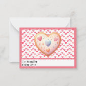 かわいいピンクのハートCookie写真教室バレンタイン ノートカード (正面)