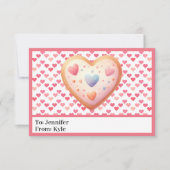 かわいいピンクのハートCookie教室バレンタインデー カード (正面)