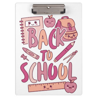 かわいいピンクのバックトゥスクール用品 学生 クリップボード