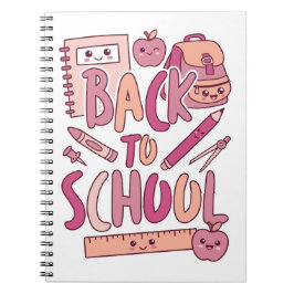 かわいいピンクのバックトゥスクール用品 学生 ノートブック
