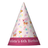 かわいいピンクのバニーの庭の子供の誕生日 パーティーハット (正面)