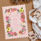 かわいいピンクのバニーガールバースデーパーティーへの招待 招待状