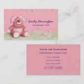 かわいいピンクのバニーハートと紅葉 名刺 (正面/裏面)