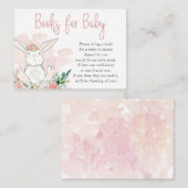 かわいいピンクのバニーフローラブックベビーリクエスト エンクロージャーカード (正面/裏面)