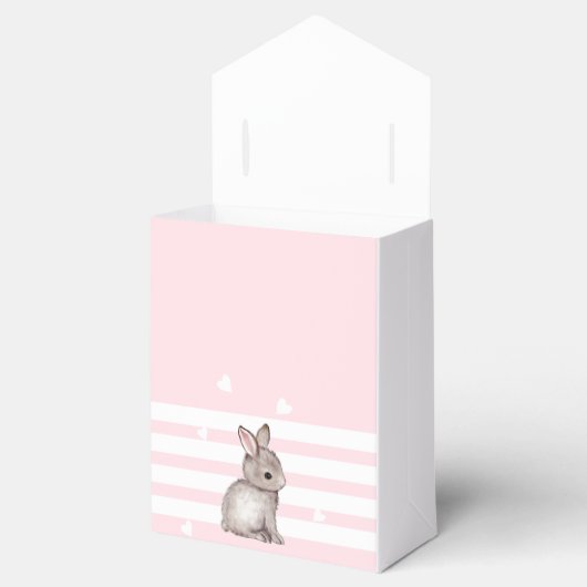 かわいいピンクのバニーベビーシャワー フェイバーボックス (オープン)