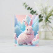 かわいいピンクのバニー綿キャンディクラウド ポストカード (スタンド正面)