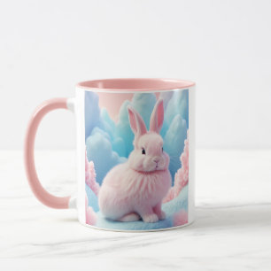 かわいいピンクのバニー綿キャンディクラウド マグカップ