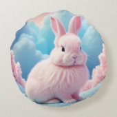 かわいいピンクのバニー綿キャンディクラウド ラウンドクッション (裏面)