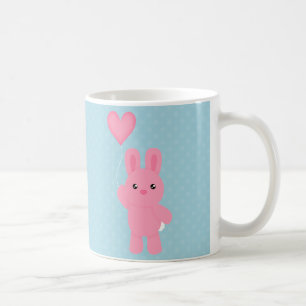 かわいいピンクのバニー コーヒーマグカップ