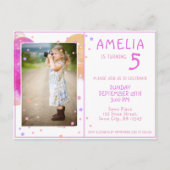 かわいいピンクのバブルガーリーキッズフォト誕生日 ポストカード (正面)