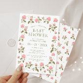 かわいいピンクのバラのボヘミアンフローラの女の子シャワー 招待状