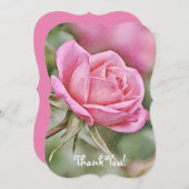 かわいいピンクのバラの感謝のメッセージカード サンキューカード (正面/裏面)