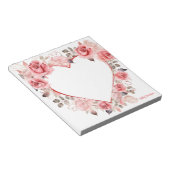 かわいいピンクのバラの水色バレンタインデー ノートパッド (アングル)