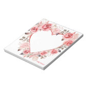 かわいいピンクのバラの水色バレンタインデー ノートパッド (回転)