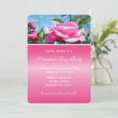 かわいいピンクのバラの花のバレンタインデーパーティー 招待状 (スタンド正面)