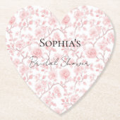 かわいいピンクのバラの花のブライズシャワー ペーパーコースター (正面)