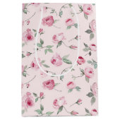 かわいいピンクのバラの花のブライズシャワー ミディアムペーパーバッグ (正面)