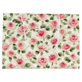 かわいいピンクのバラの花のブライズシャワー ラージペーパーバッグ (裏面)
