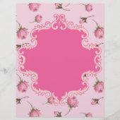 かわいいピンクのバラの花束の渦巻きフレーム スクラップブッキングペーパー (正面)