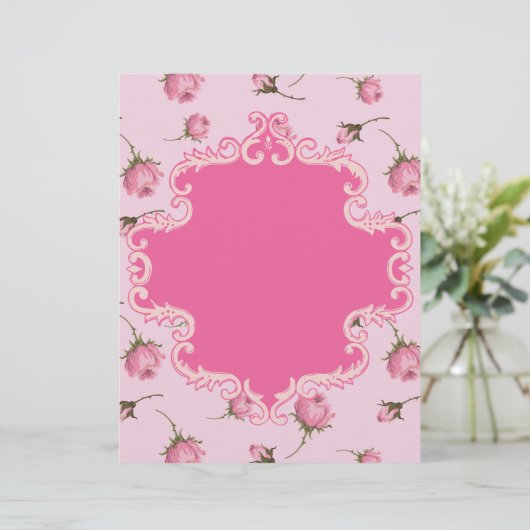 かわいいピンクのバラの花束の渦巻きフレーム スクラップブッキングペーパー (スタンド正面)