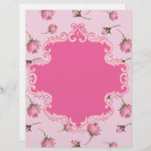 かわいいピンクのバラの花束の渦巻きフレーム スクラップブッキングペーパー (正面/裏面)