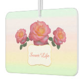 かわいいピンクのバラの花 カーエアーフレッシュナー (左)