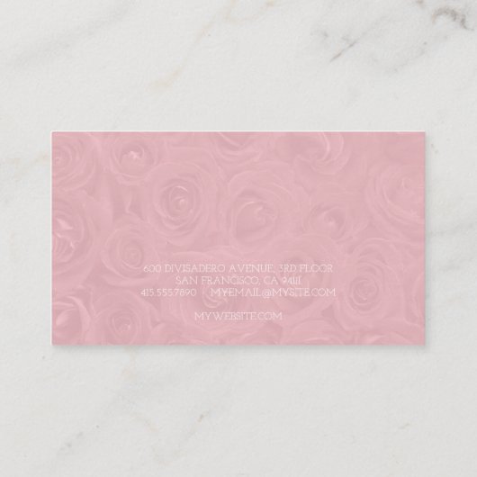 かわいいピンクのバラの髪とメイクアップの名刺 名刺 (裏面)