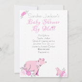 かわいいピンクのバラフローラマママベアカベビーシャワー 招待状 (正面)