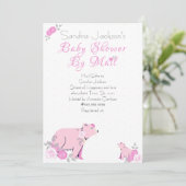 かわいいピンクのバラフローラマママベアカベビーシャワー 招待状 (スタンド正面)