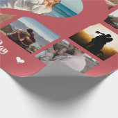 かわいいピンクのバラ幸せバレンタイン写真コラージュの愛 ラッピングペーパー (角)