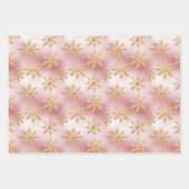 かわいいピンクのバラ金ゴールドツリーフェスティバルパターン ラッピングペーパーシート (正面2)