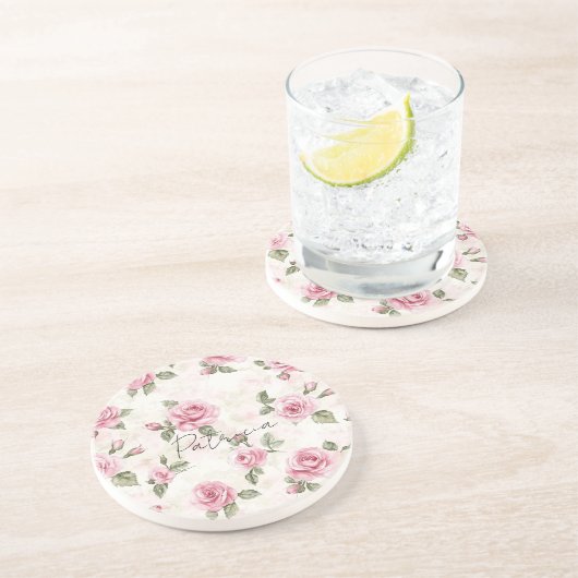 かわいいピンクのバラ コースター (側面)