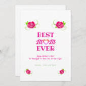 かわいいピンクのバラ ハート ベストマムエバー 母の日 シーズンカード (正面/裏面)