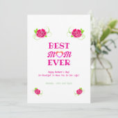 かわいいピンクのバラ ハート ベストマムエバー 母の日 シーズンカード (スタンド正面)