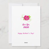 かわいいピンクのバラ ハート ベストマムエバー 母の日 シーズンカード (裏面)