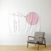 かわいいピンクのバルーンガール赤ちゃんシャワー歓迎サイン タペストリー (インサイチュ(横))