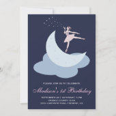 かわいいピンクのバレエの女の子のバレリーナの誕生会 招待状 (正面)