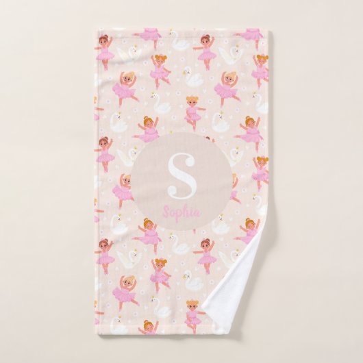 かわいいピンクのバレエダンサー、白鳥の子供たち バスタオルセット (ハンドタオル)