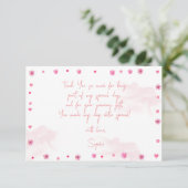 かわいいピンクのバレリーナとバルーンの誕生日 サンキューカード (スタンド正面)