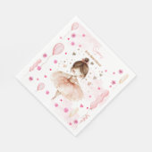 かわいいピンクのバレリーナとバルーンの誕生日 スタンダードランチョンナプキン (角)