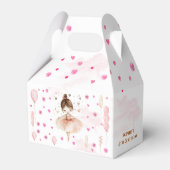 かわいいピンクのバレリーナとバルーンの誕生日 フェイバーボックス (正面サイド)