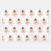 かわいいピンクのバレリーナとバルーンの誕生日 ラッピングペーパーシート (正面2)