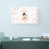 かわいいピンクのバレリーナとバルーンの誕生日 横断幕 (トレードショー)