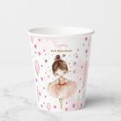 かわいいピンクのバレリーナとバルーンの誕生日 紙コップ (裏面)