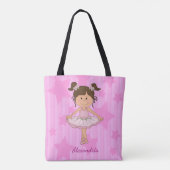 かわいいピンクのバレリーナのスターとストライプ トートバッグ (裏面)