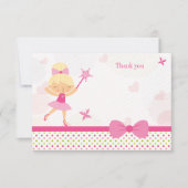 かわいいピンクのバレリーナの女の子の誕生日のサンキューカード サンキューカード (正面)